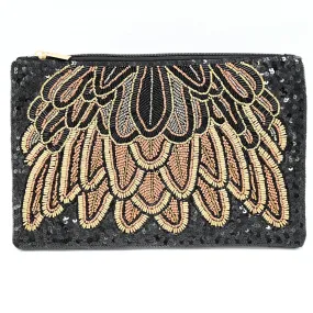 Anna Nova | Black Feather Beaded Clutch