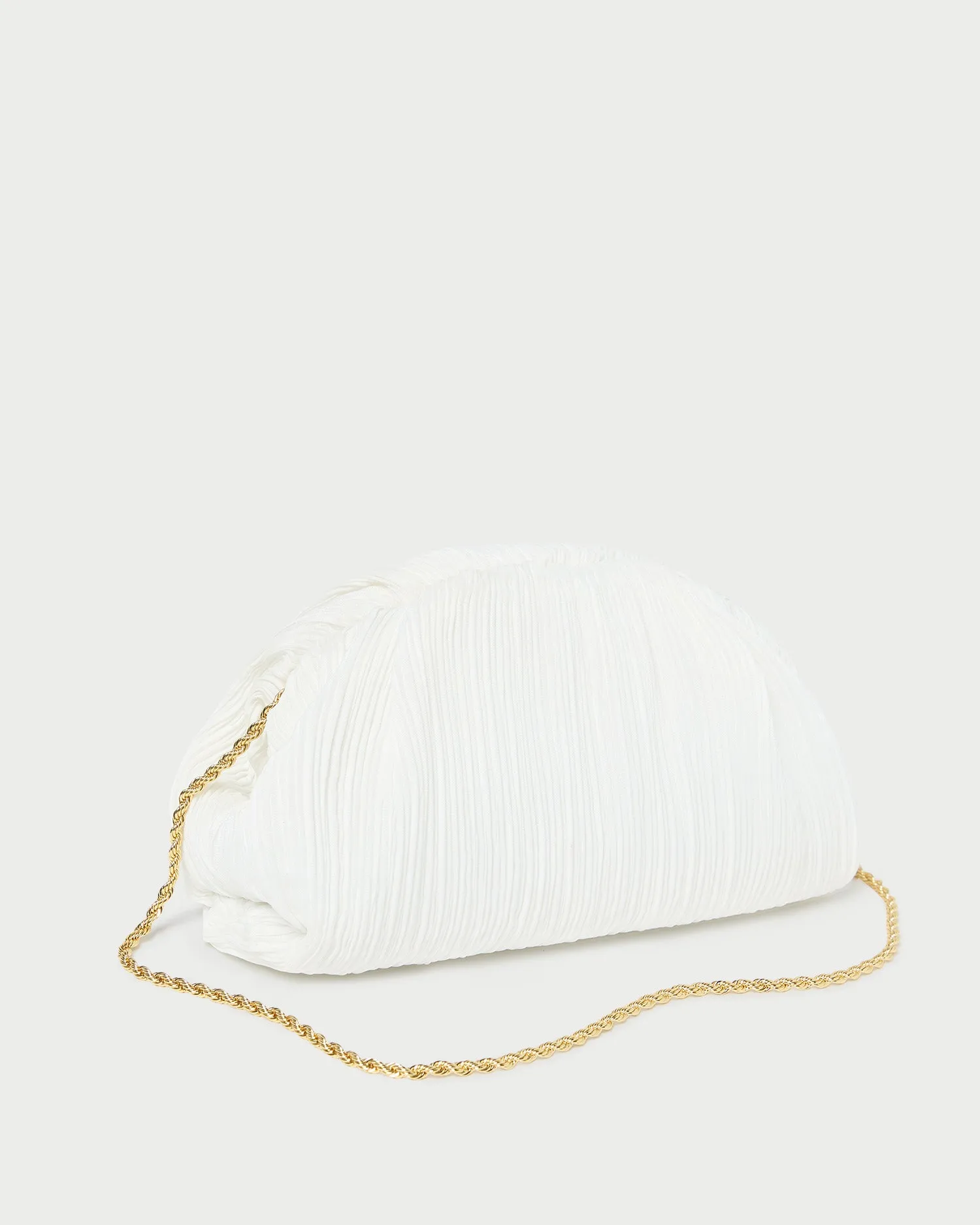 Bailey White Pleated Dome Clutch