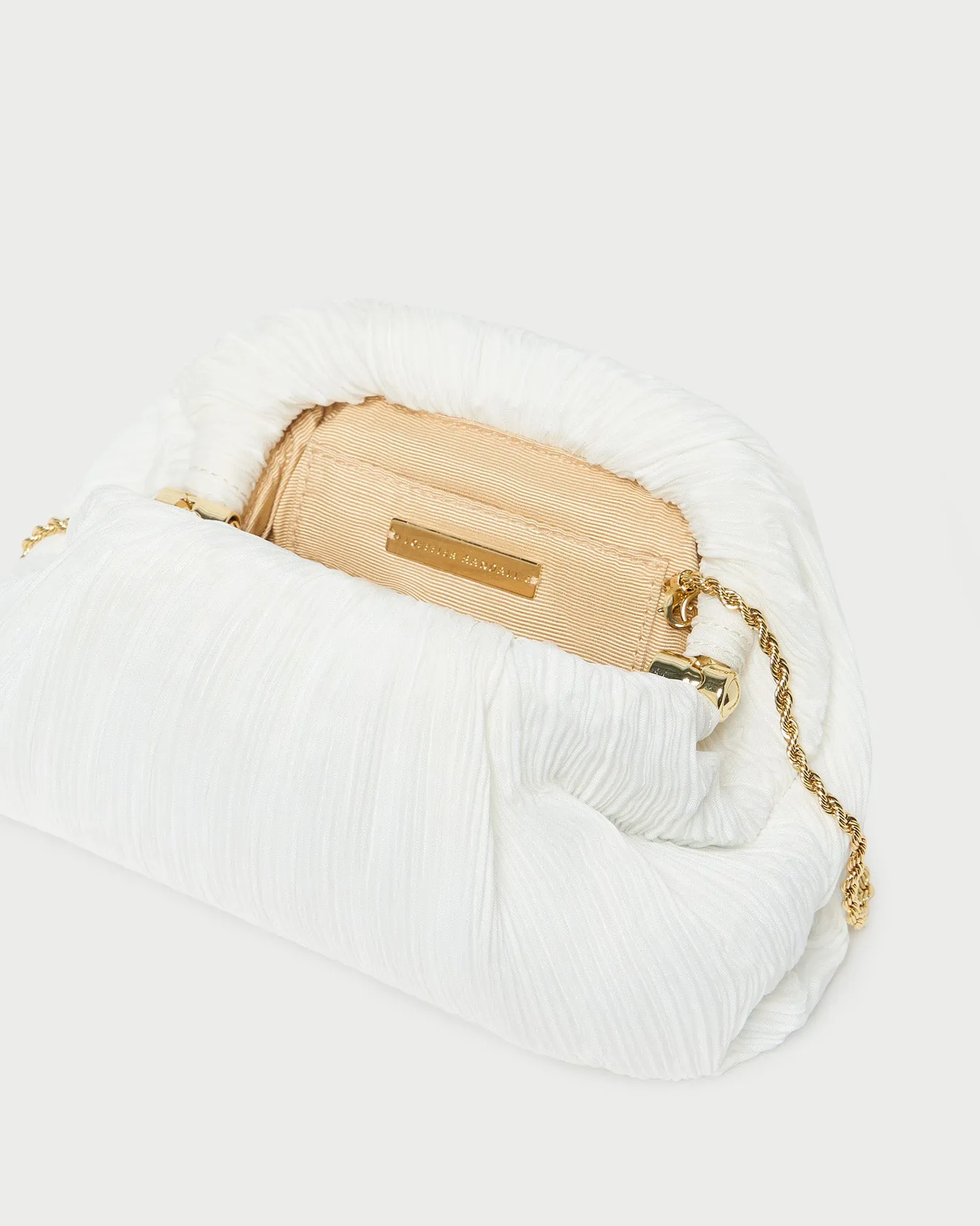 Bailey White Pleated Dome Clutch