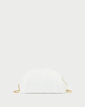 Bailey White Pleated Dome Clutch