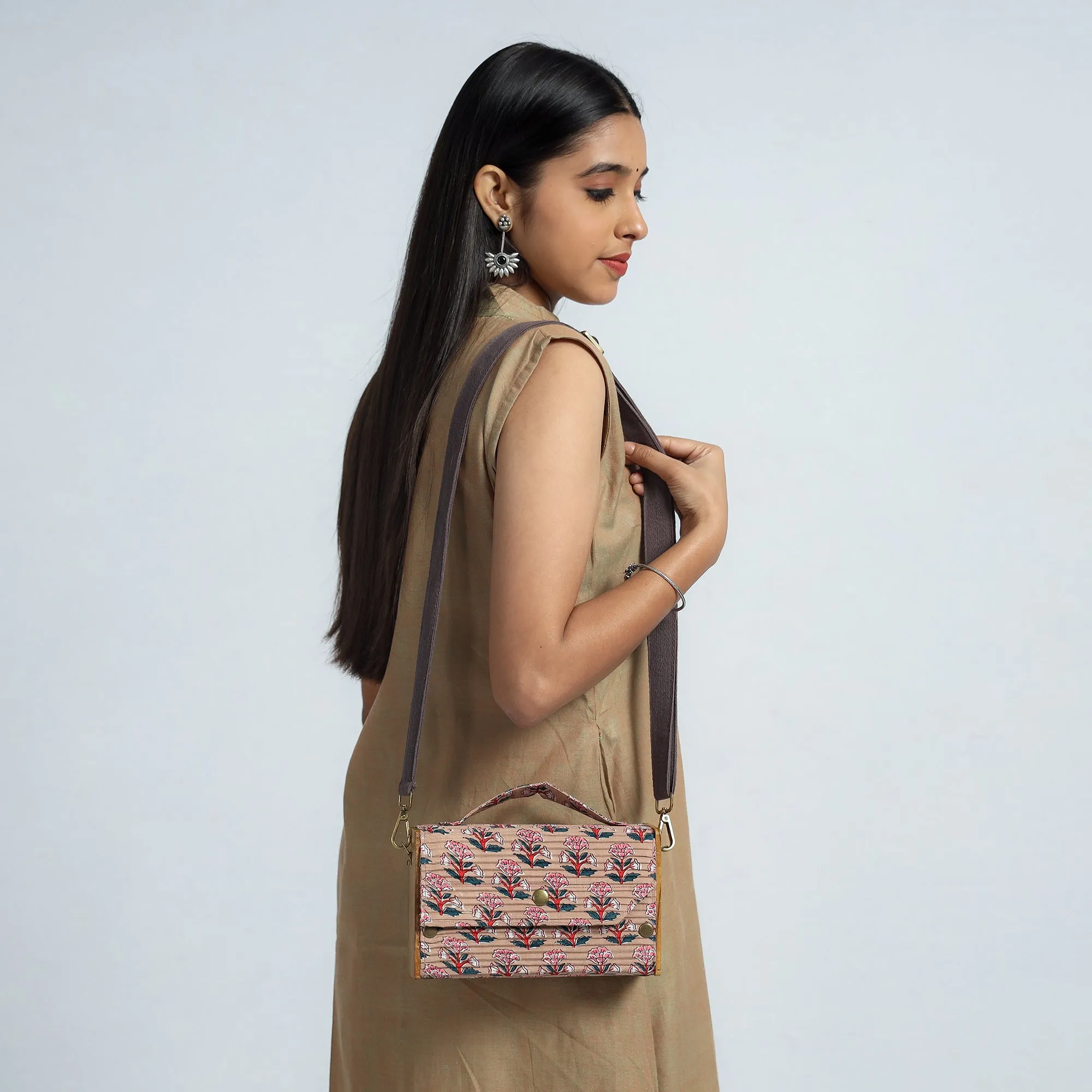 Beige - DIY Box Sling Bag / Clutch with Changeable Sleeve