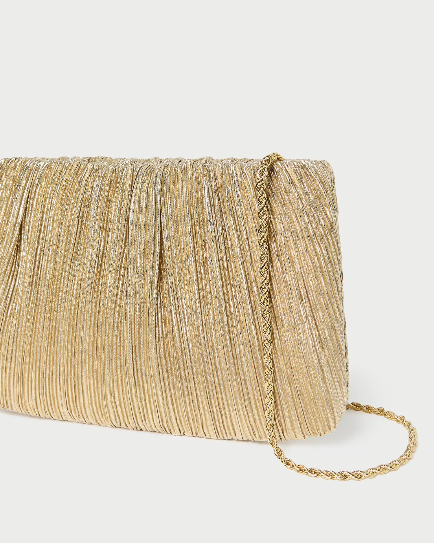 Brit Gold Lamé Pleated Clutch