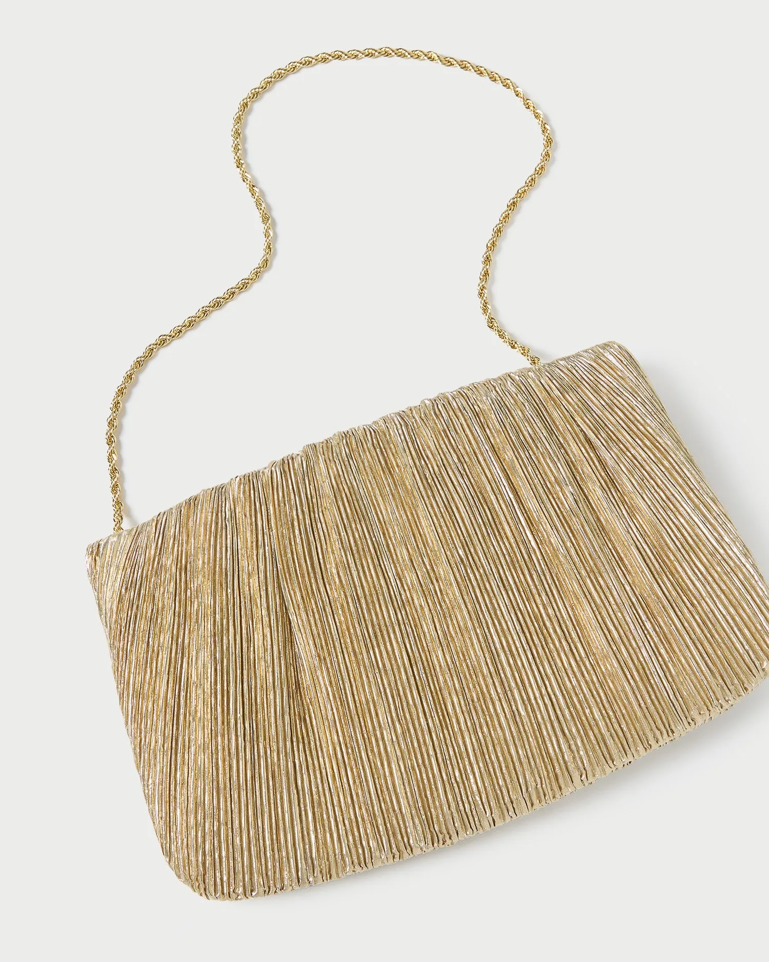 Brit Gold Lamé Pleated Clutch