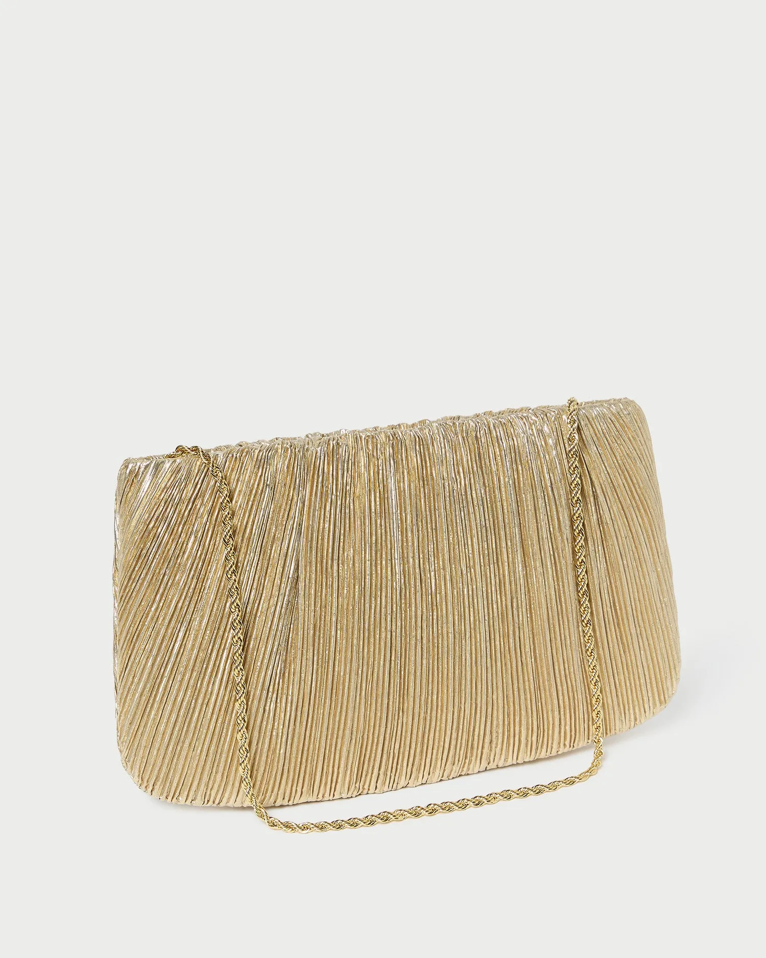 Brit Gold Lamé Pleated Clutch