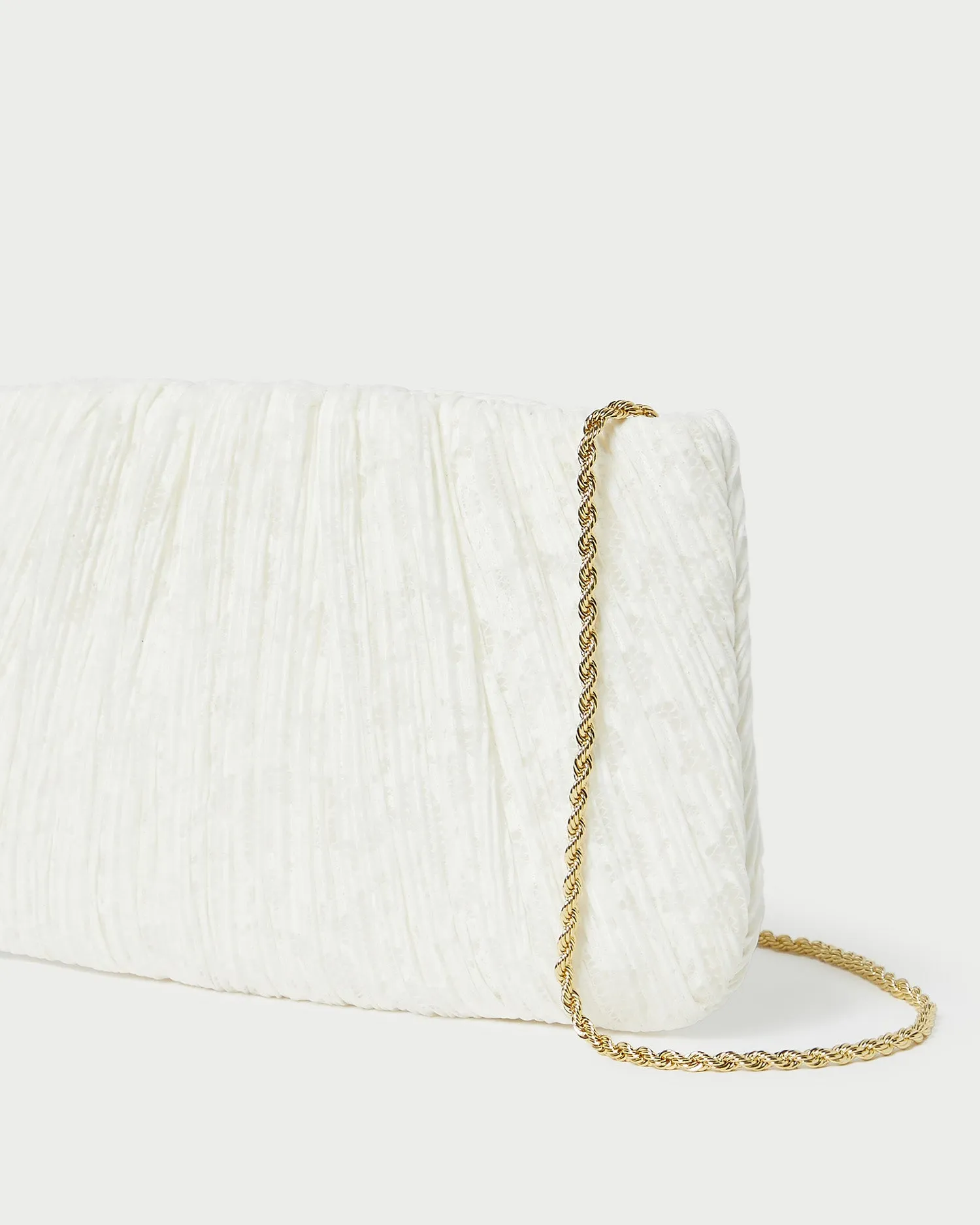 Brit White Lace Flat Clutch