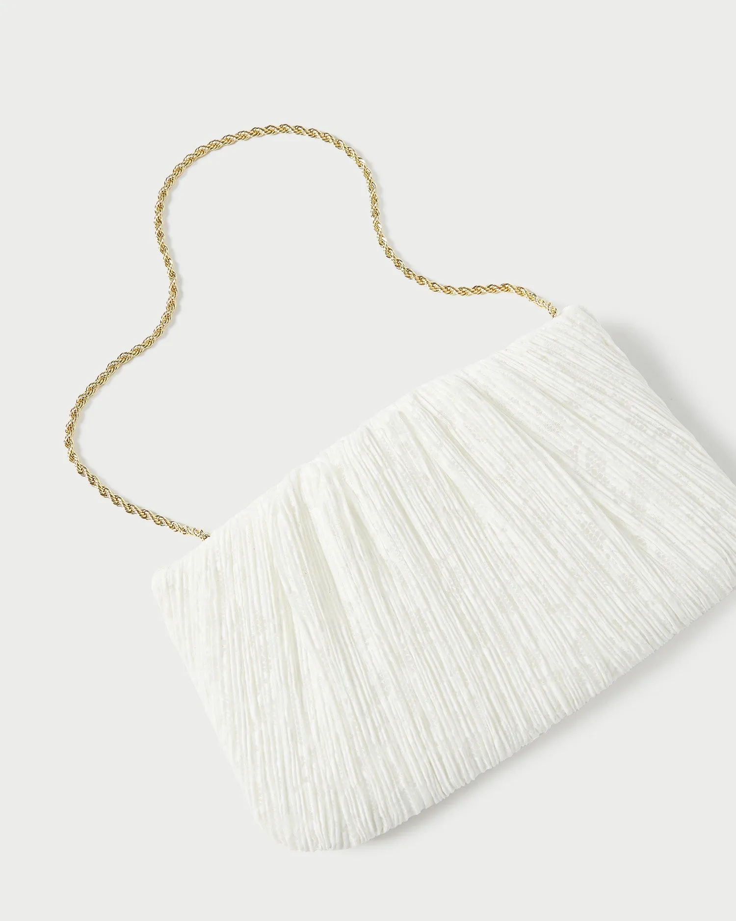 Brit White Lace Flat Clutch