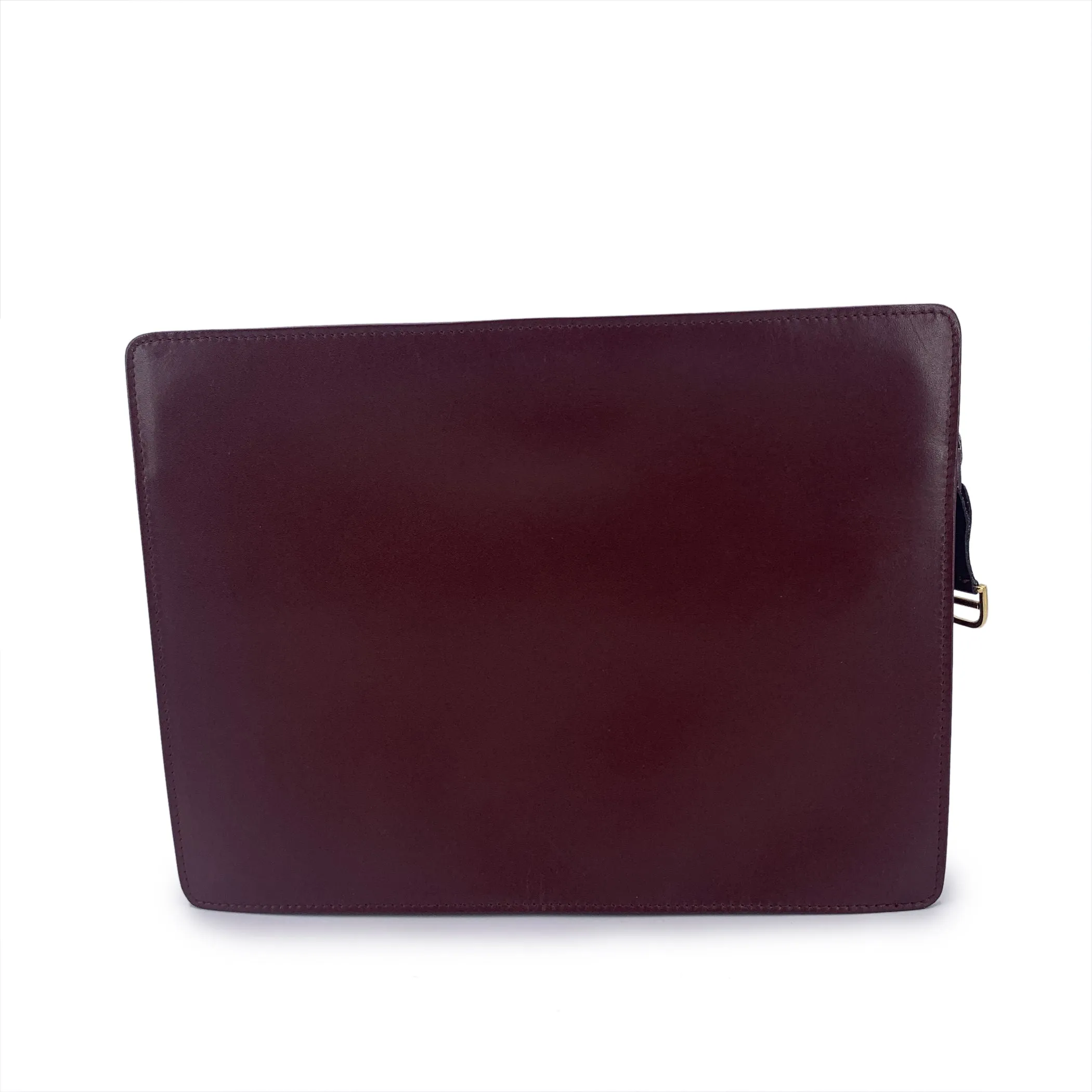 Cartier Vintage Burgundy Leather Clutch Bag Zip Pochette