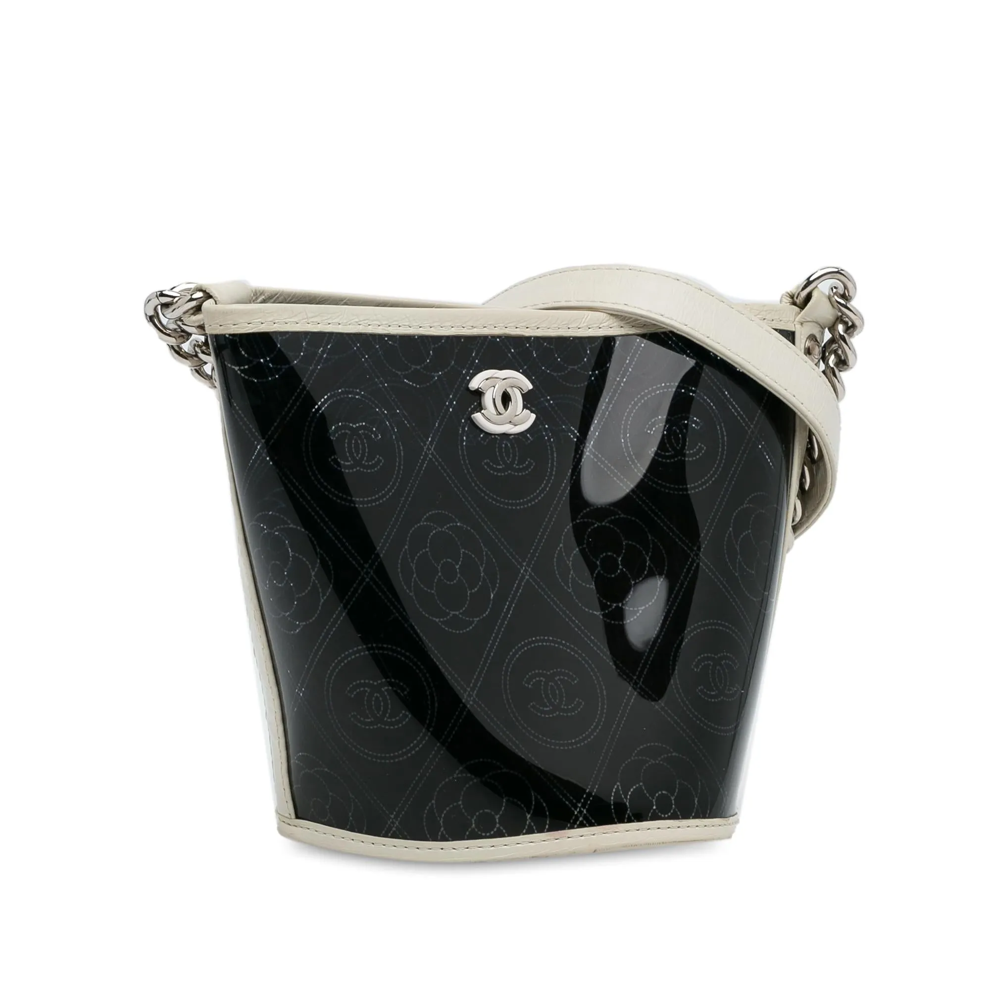 Chanel Crumpled Calfskin PVC Camellia Bucket (SHG-gZFHoM)
