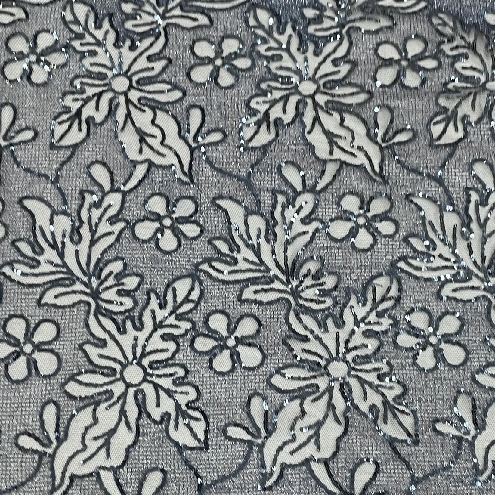 Classic Blue Floral Sequins Embroidery Net Fabric