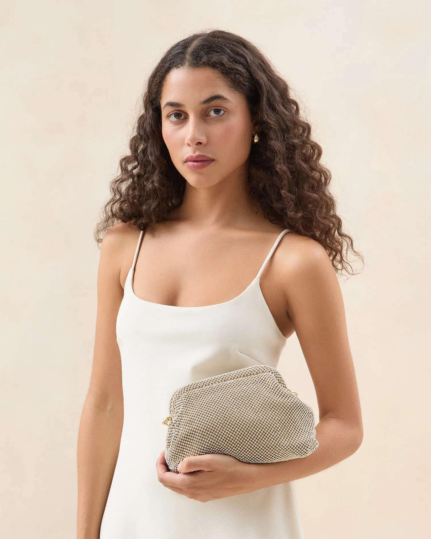 Doreen Gold Diamanté Frame Pouch