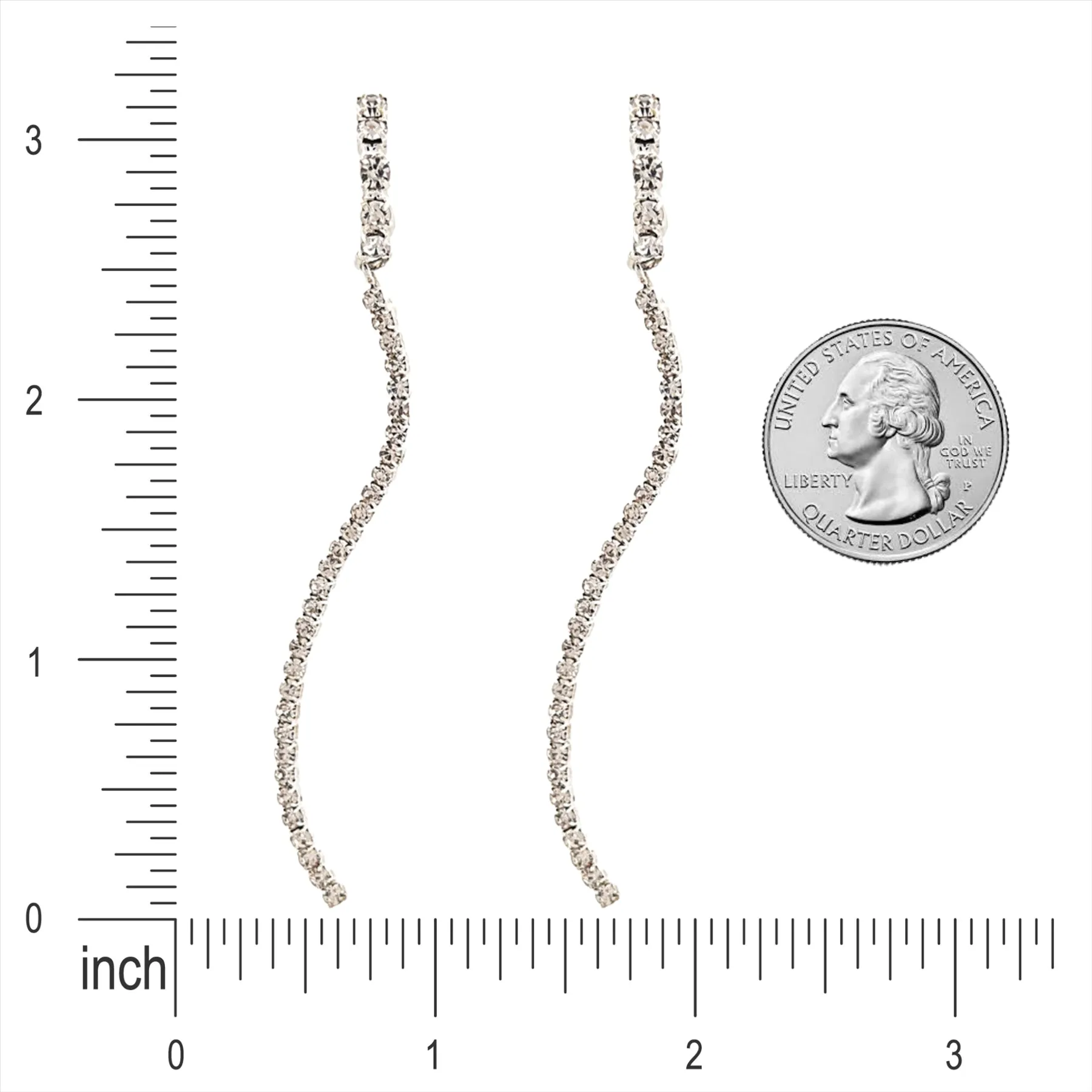 Elegant Crystal Rhinestone Pave Long Linear Wave Drop Dangle Earrings