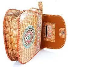 Fire Flower Leather Mandala Purse