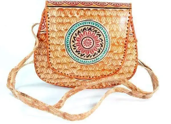 Fire Flower Leather Mandala Purse