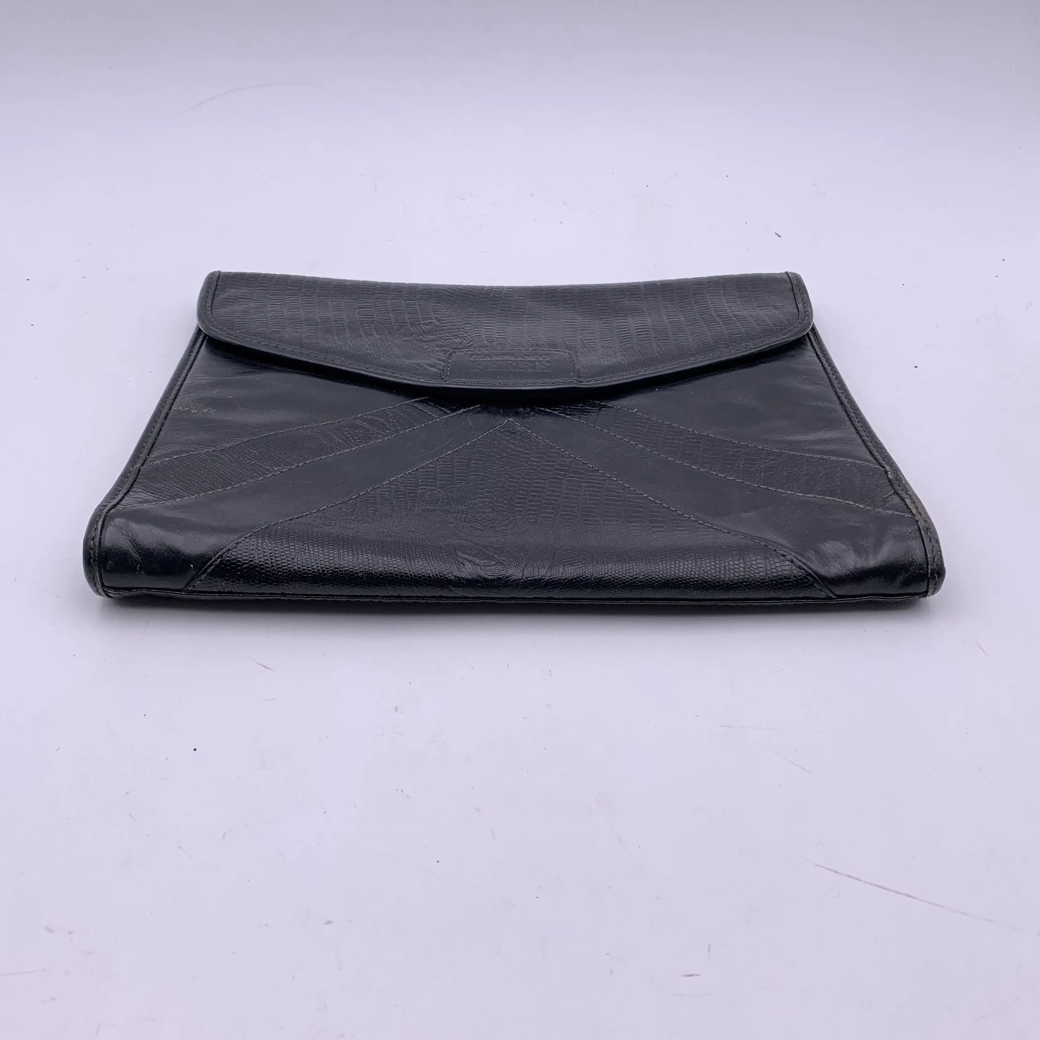 Gianfranco Ferre Vintage Black Leather Handbag Clutch Bag