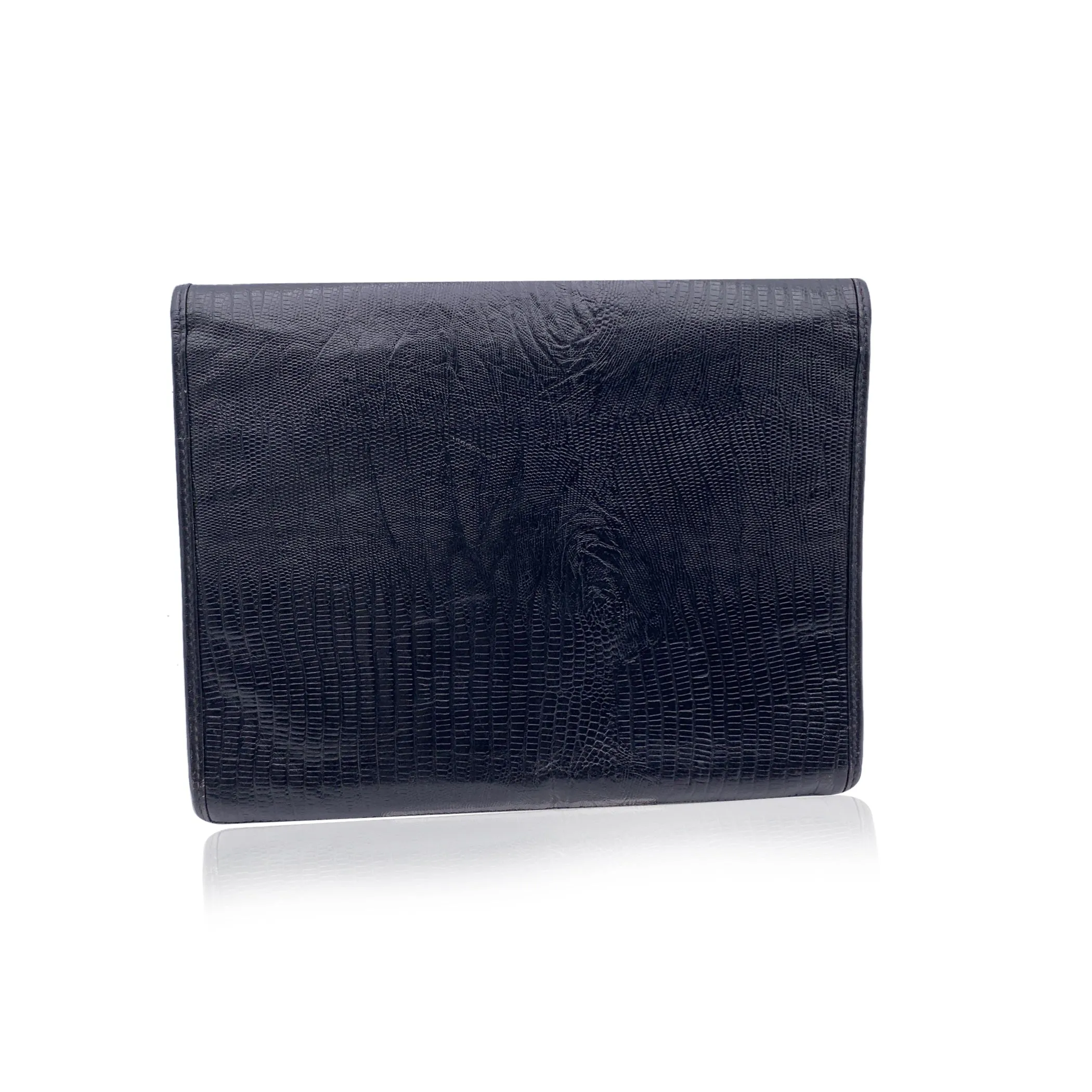 Gianfranco Ferre Vintage Black Leather Handbag Clutch Bag