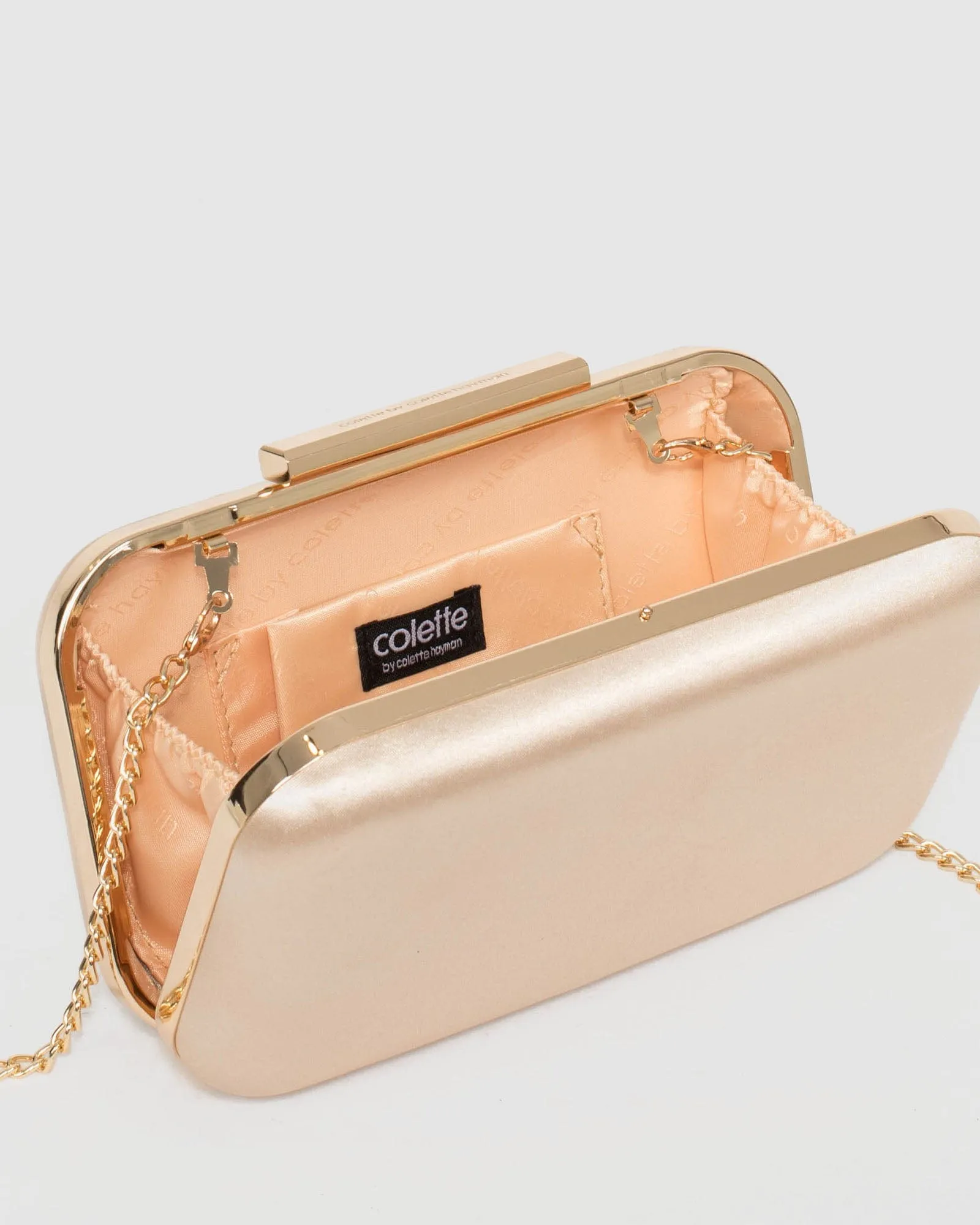 Gold Christine Twist Hardcase Clutch Bag