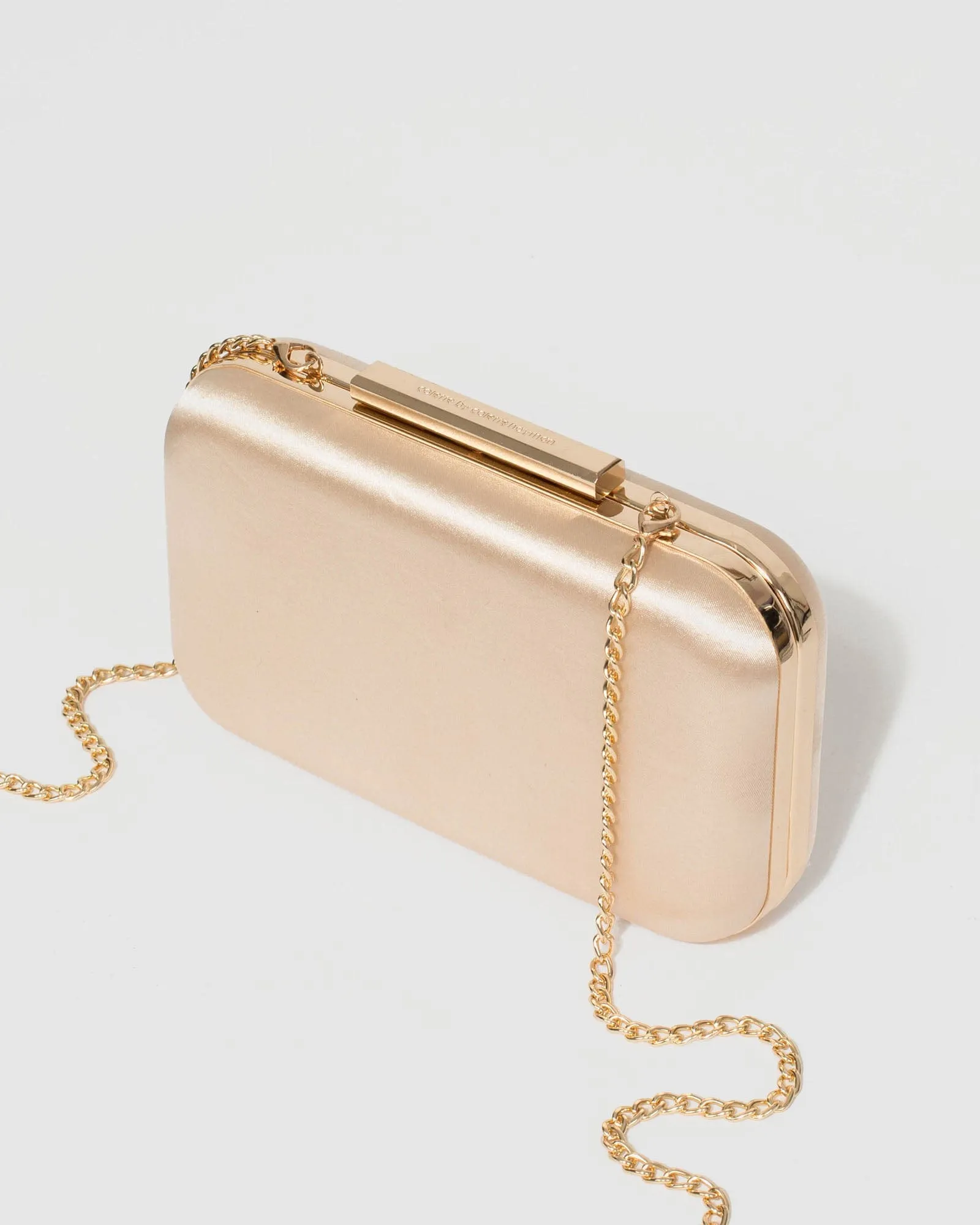 Gold Christine Twist Hardcase Clutch Bag