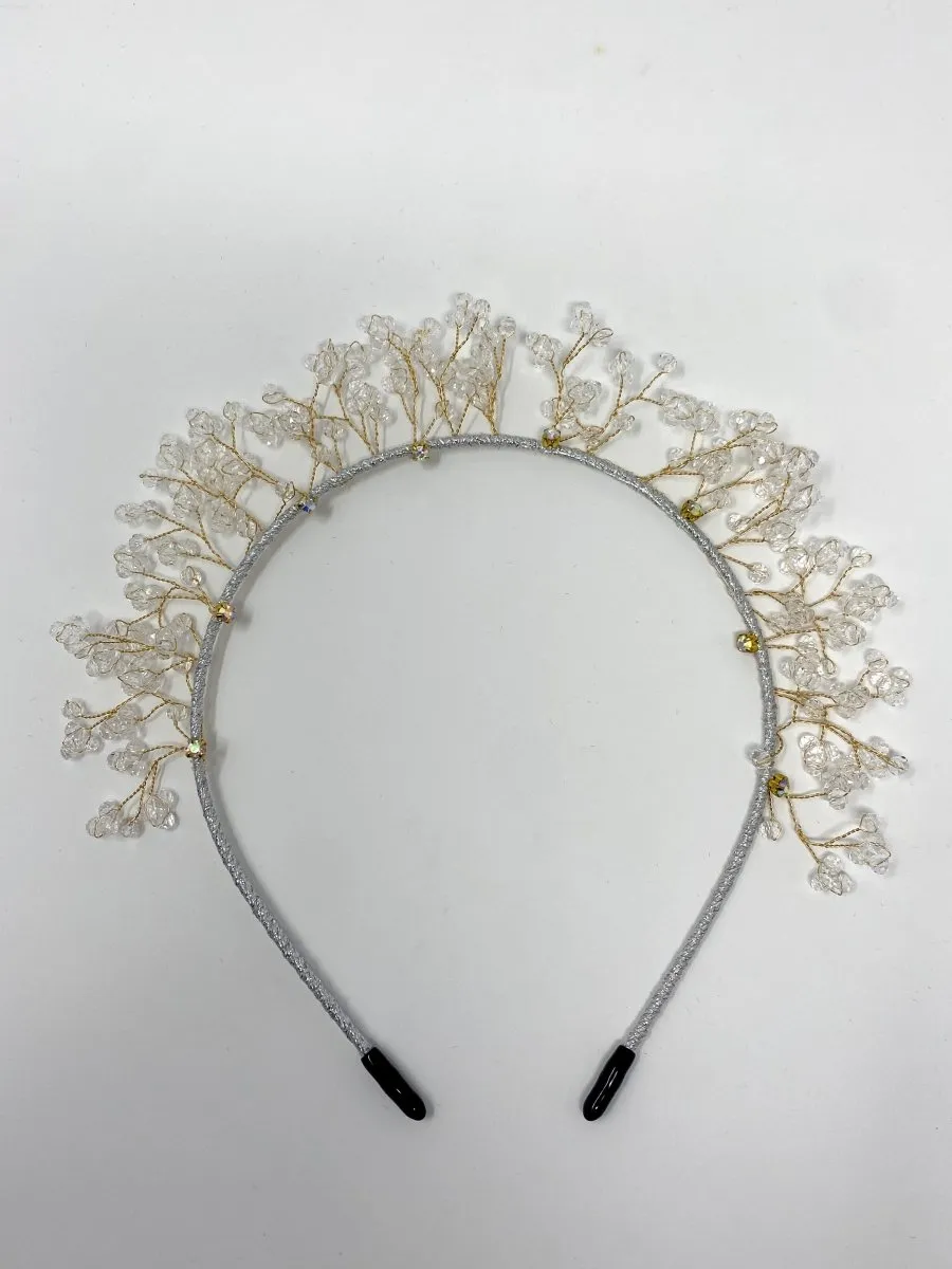 Gold Clear Crystal Jewelled Hairband