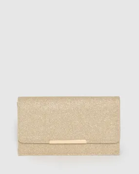 Gold Lily Bird Patch Clutch Bag