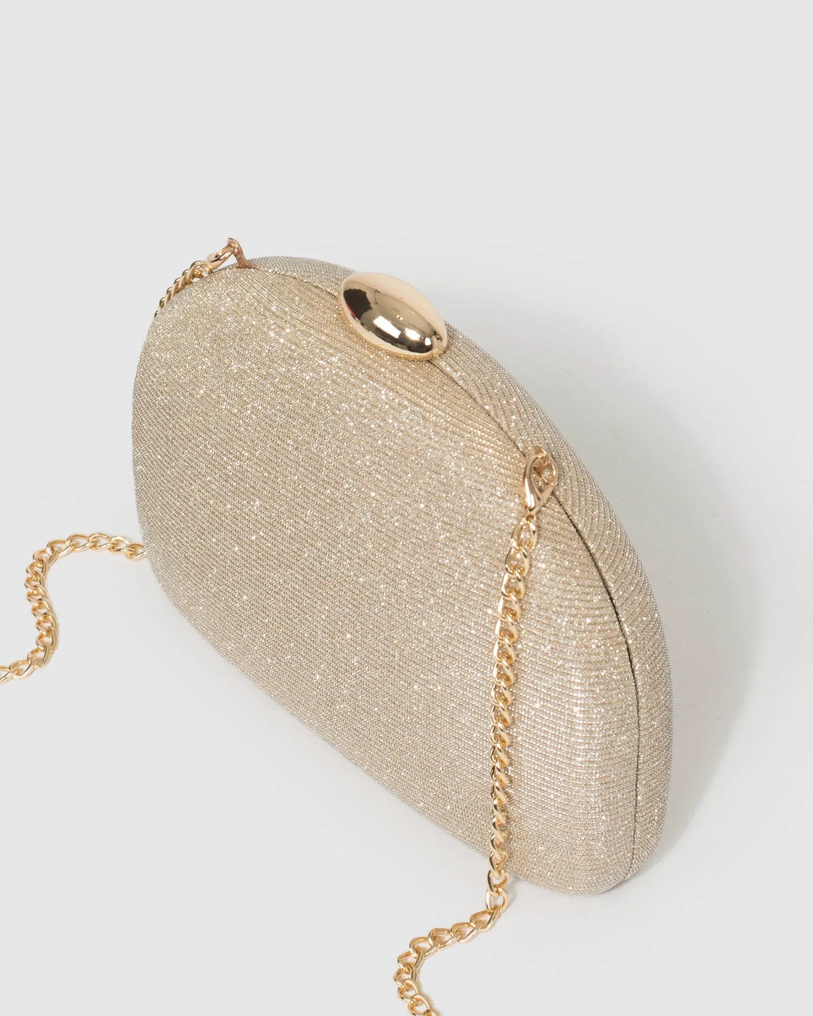 Gold Mia Glitter Clutch Bag