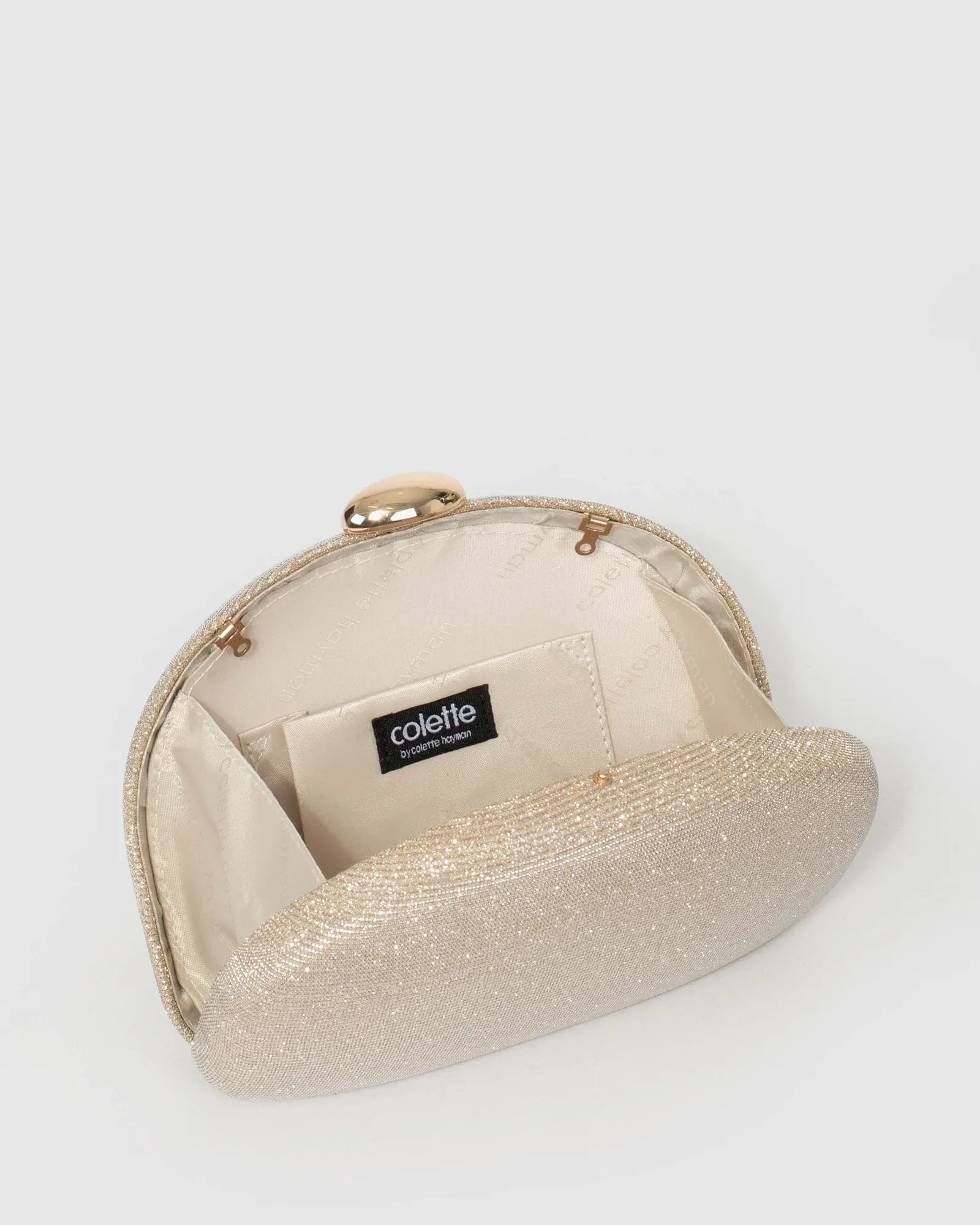Gold Mia Glitter Clutch Bag