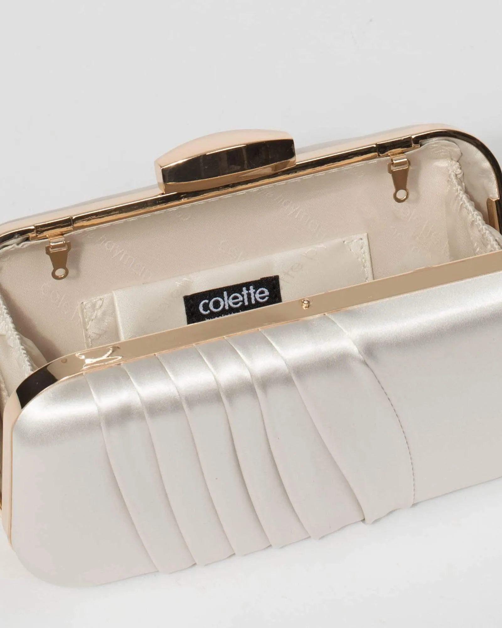 Ivory Giovanna Pleat Clutch Bag