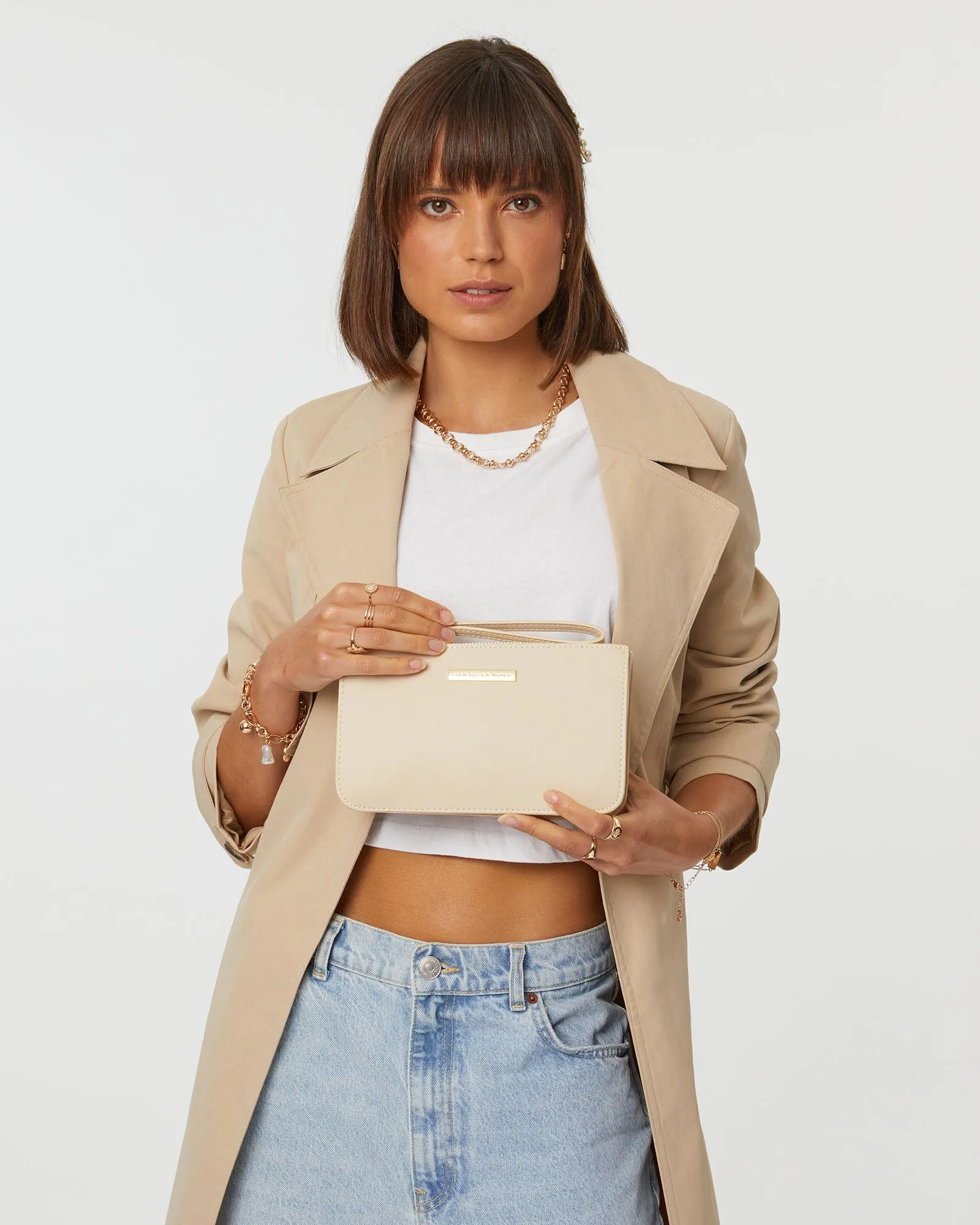 Ivory Willow Wristlet Clutch Bag