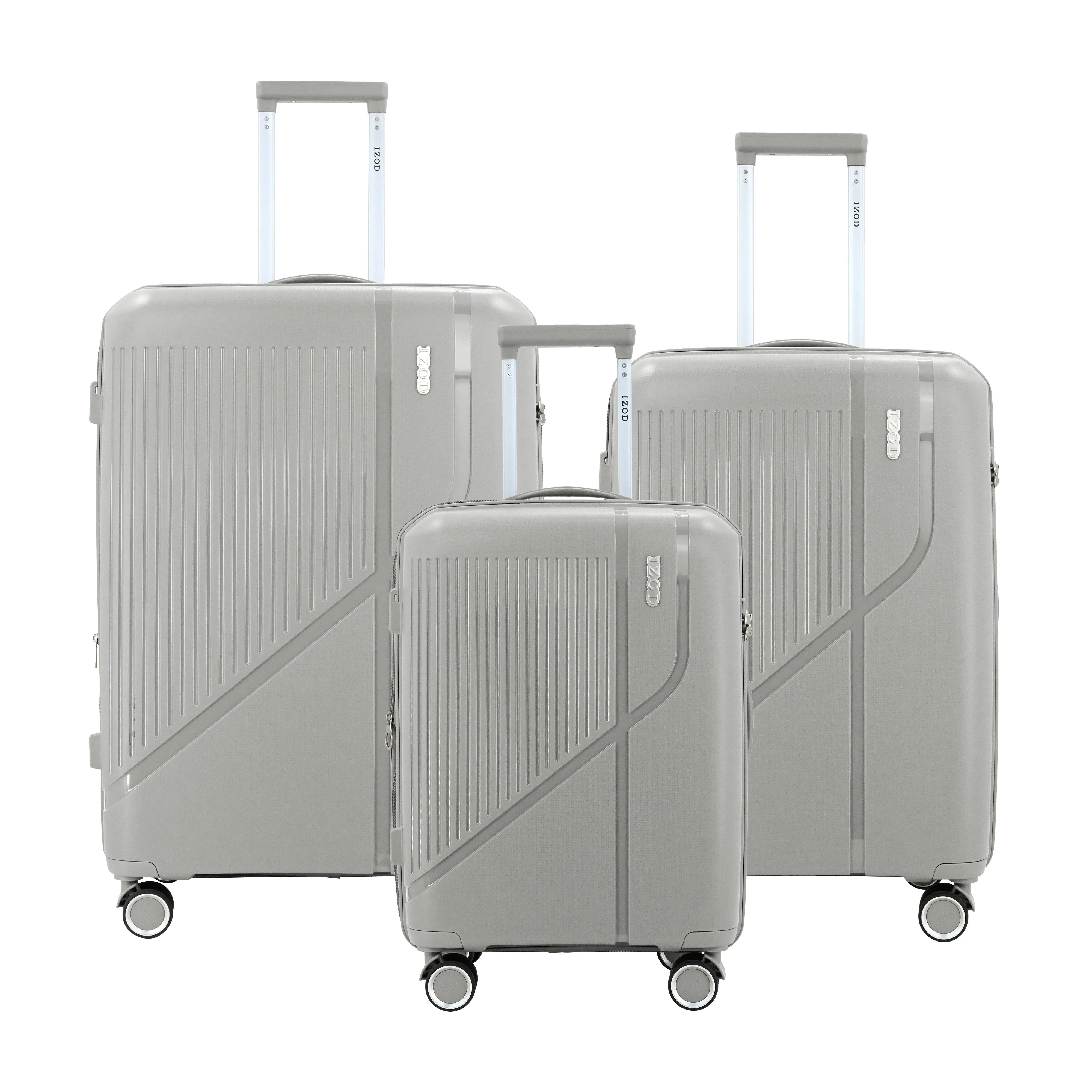 IZOD Zora Lightweight Polycarbonate Hard Shell 3 Piece Luggage Set - (20", 24", 28") with 360° Dual Spinning Wheels and Combo Lock