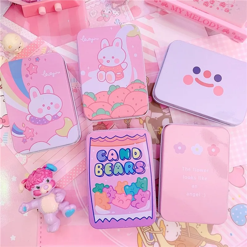 Kawaii Colored Mini Tin Storage Box