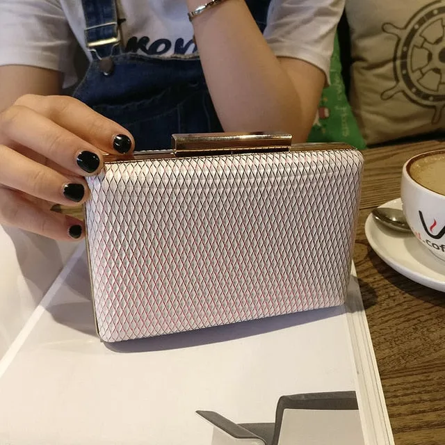 Mini Box Party Evening Bag Metallic Frame Women Bag