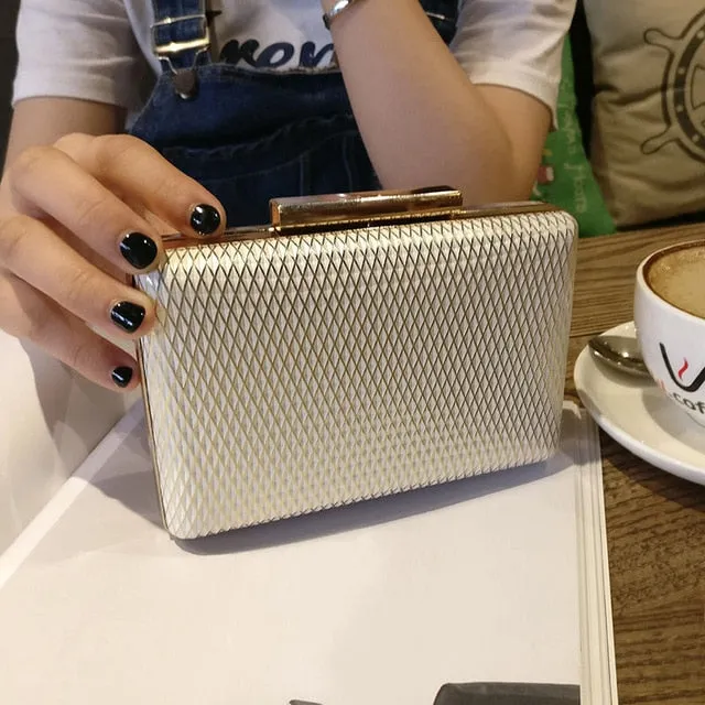 Mini Box Party Evening Bag Metallic Frame Women Bag