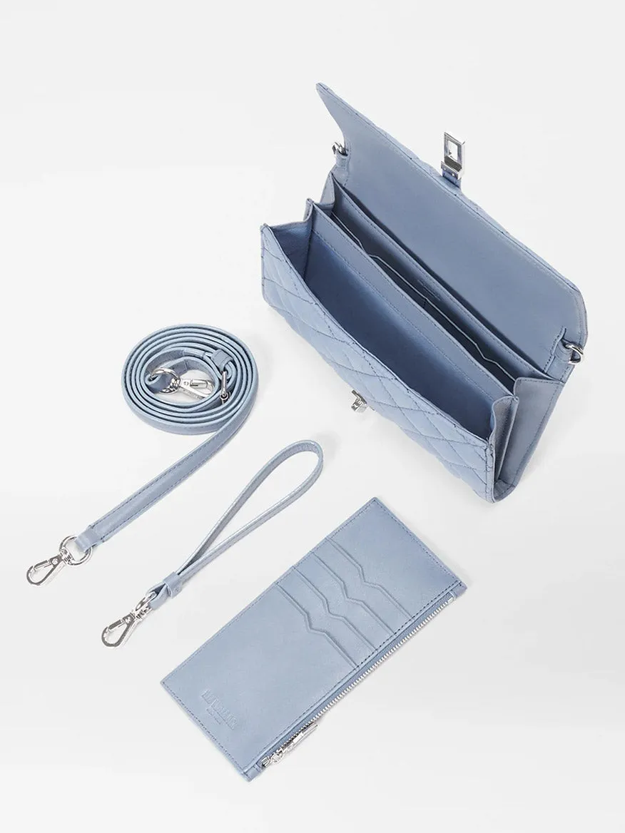 MZ Wallace Astor Convertible Crossbody in Stone Blue Oxford