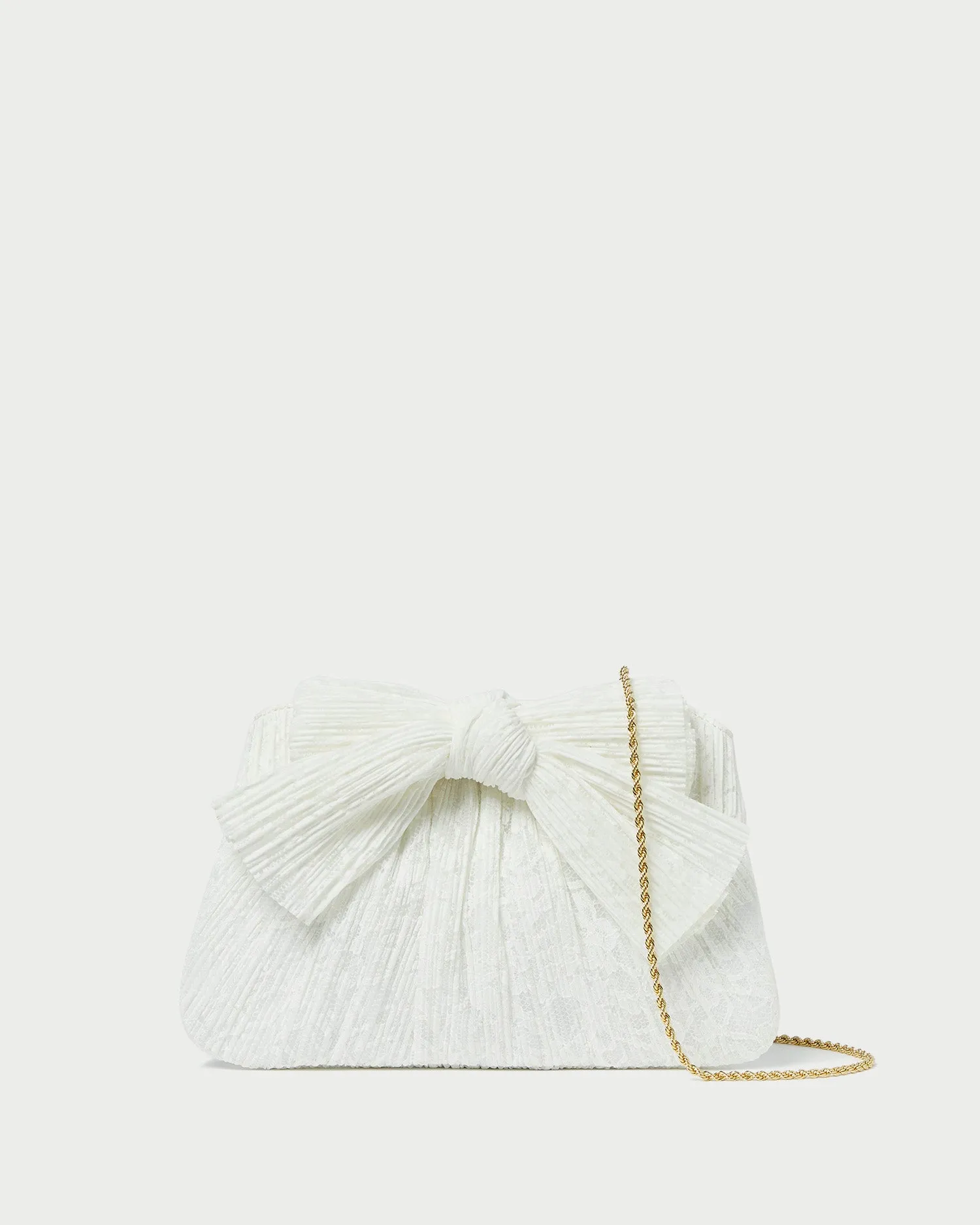 Rayne White Lace Bow Clutch