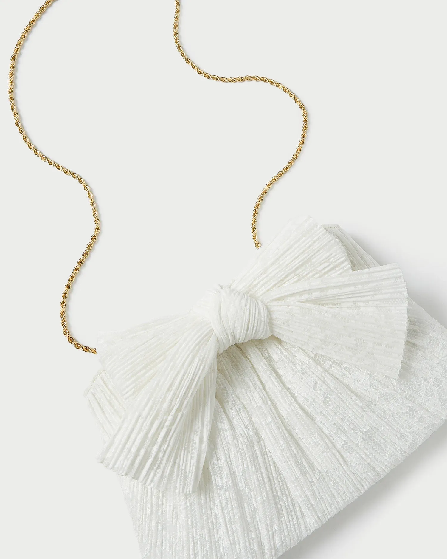 Rayne White Lace Bow Clutch