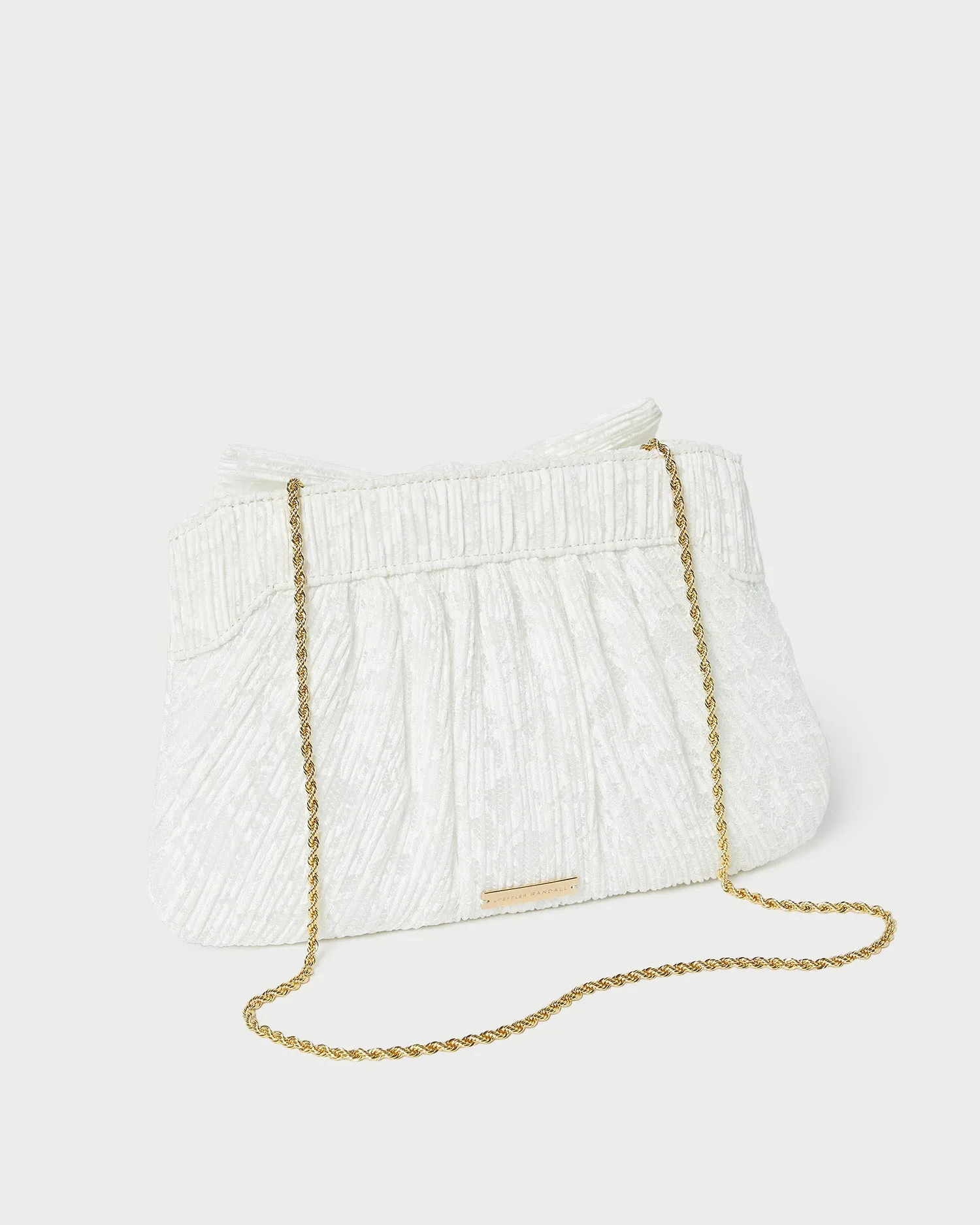 Rayne White Lace Bow Clutch