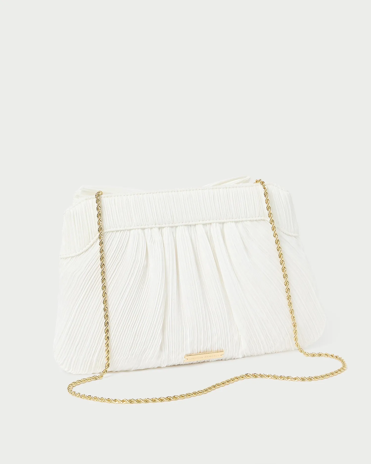Rayne White Pleated Bow Clutch