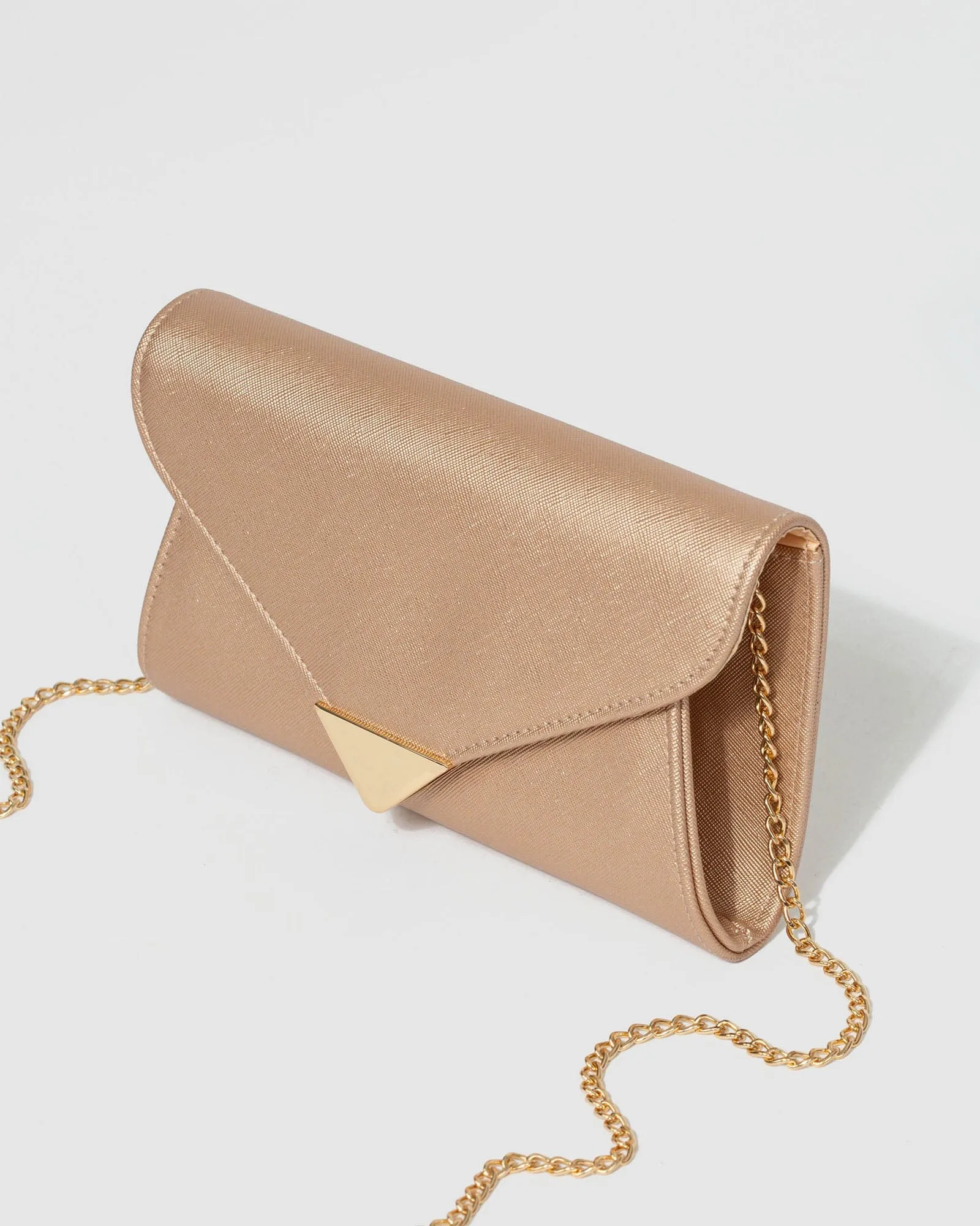 Rose Gold Clare Metal Tip Clutch Bag