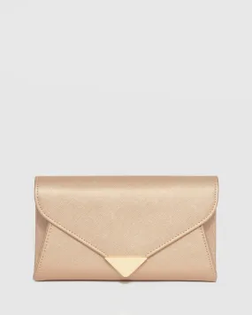 Rose Gold Clare Metal Tip Clutch Bag