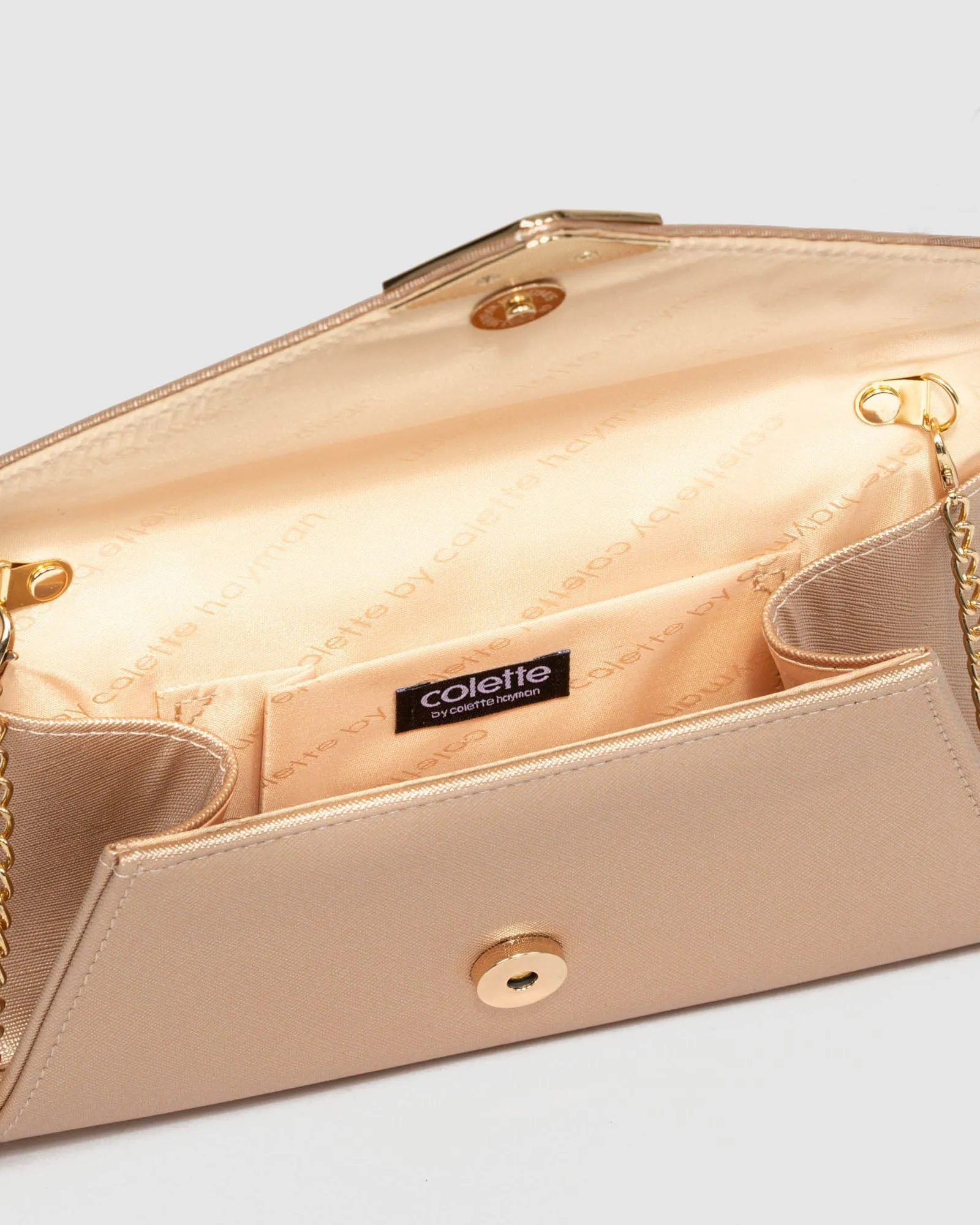 Rose Gold Clare Metal Tip Clutch Bag