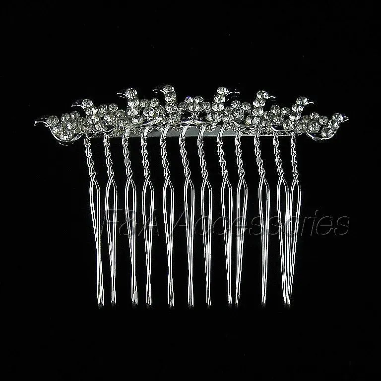 Silver Diamante Crystal Bridal Comb