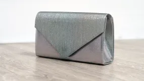 Silver Sparkle and Satin Envelope Clutch