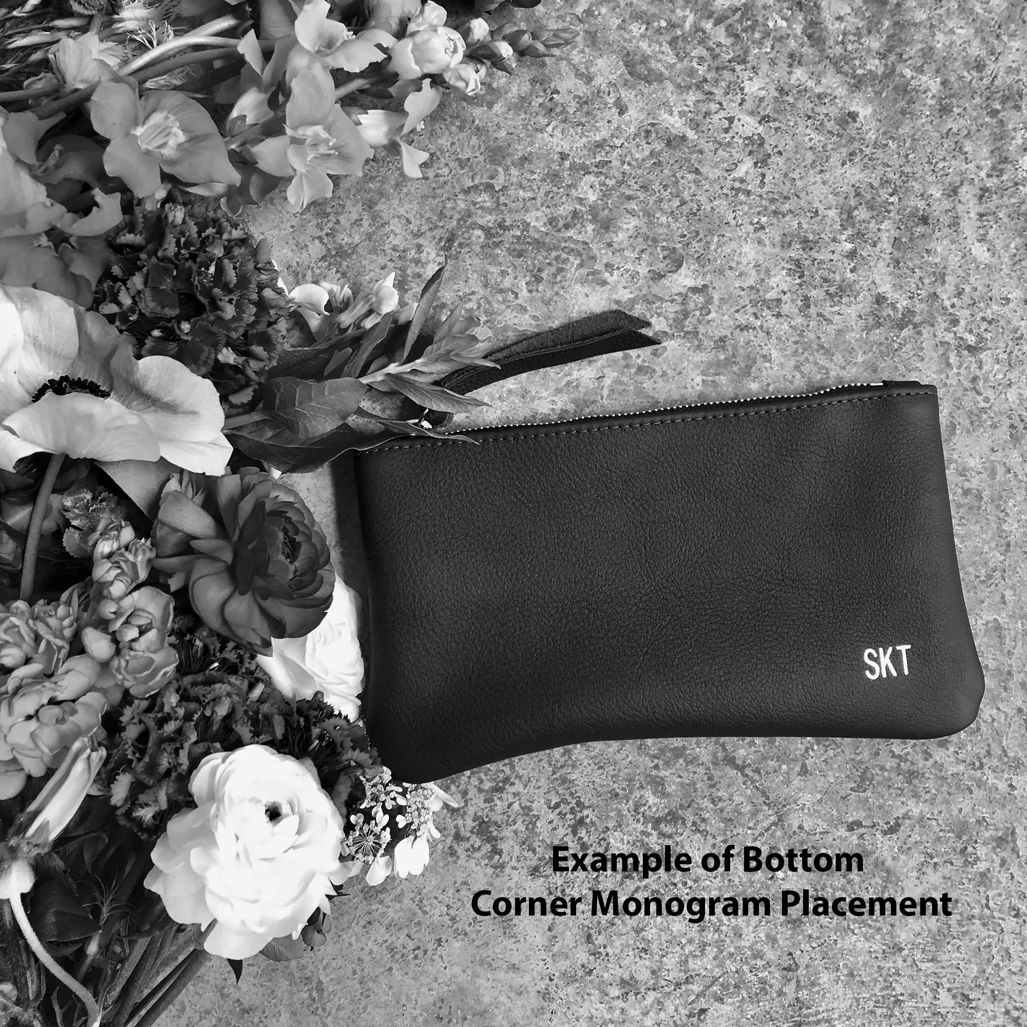 Summer Seconds Sale - Personalized Leather Zip Clutch - Beige No. 2