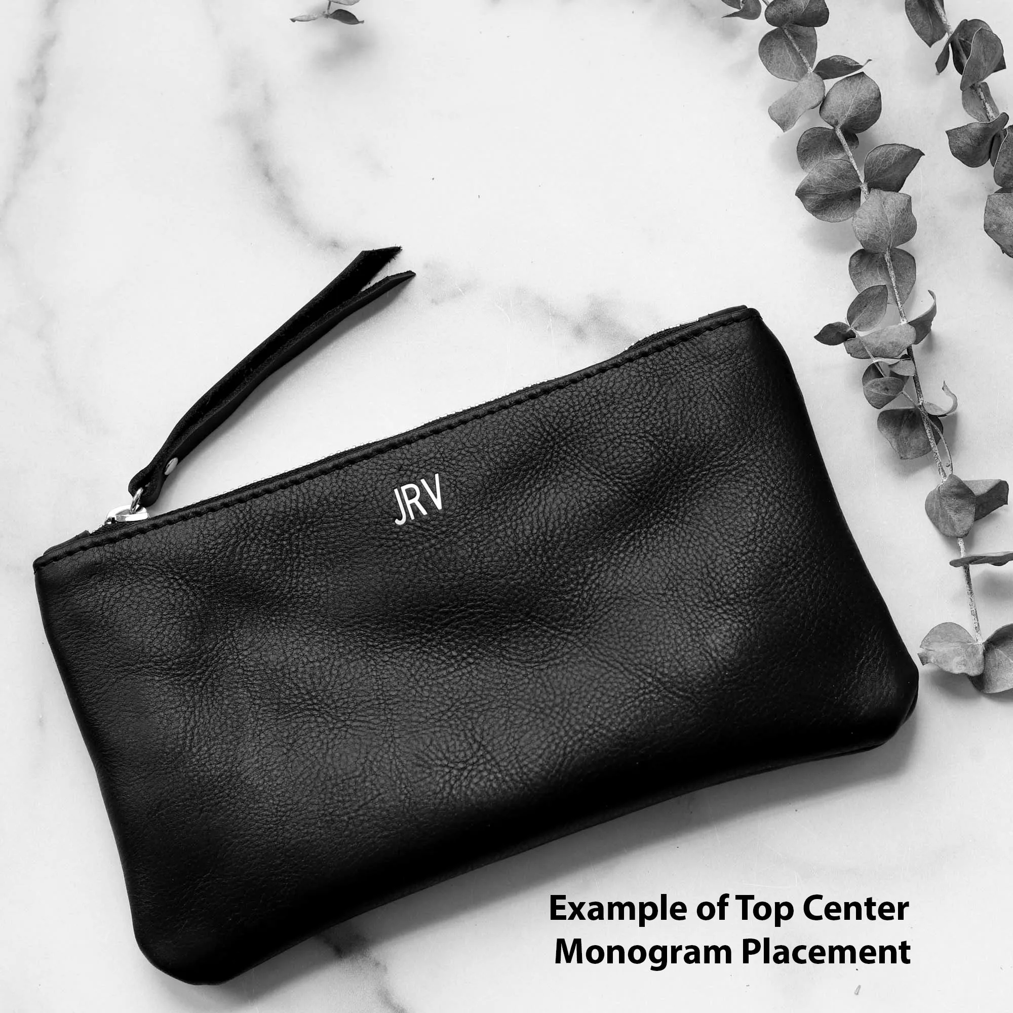 Summer Seconds Sale - Personalized Leather Zip Clutch - Beige No. 2