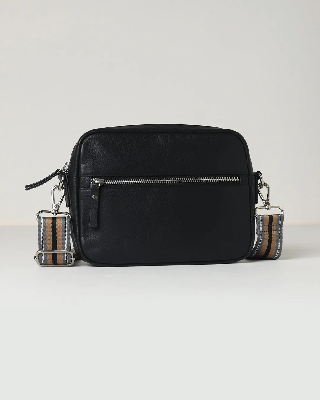 Taylor Leather Midi Crossbody Bag - Black