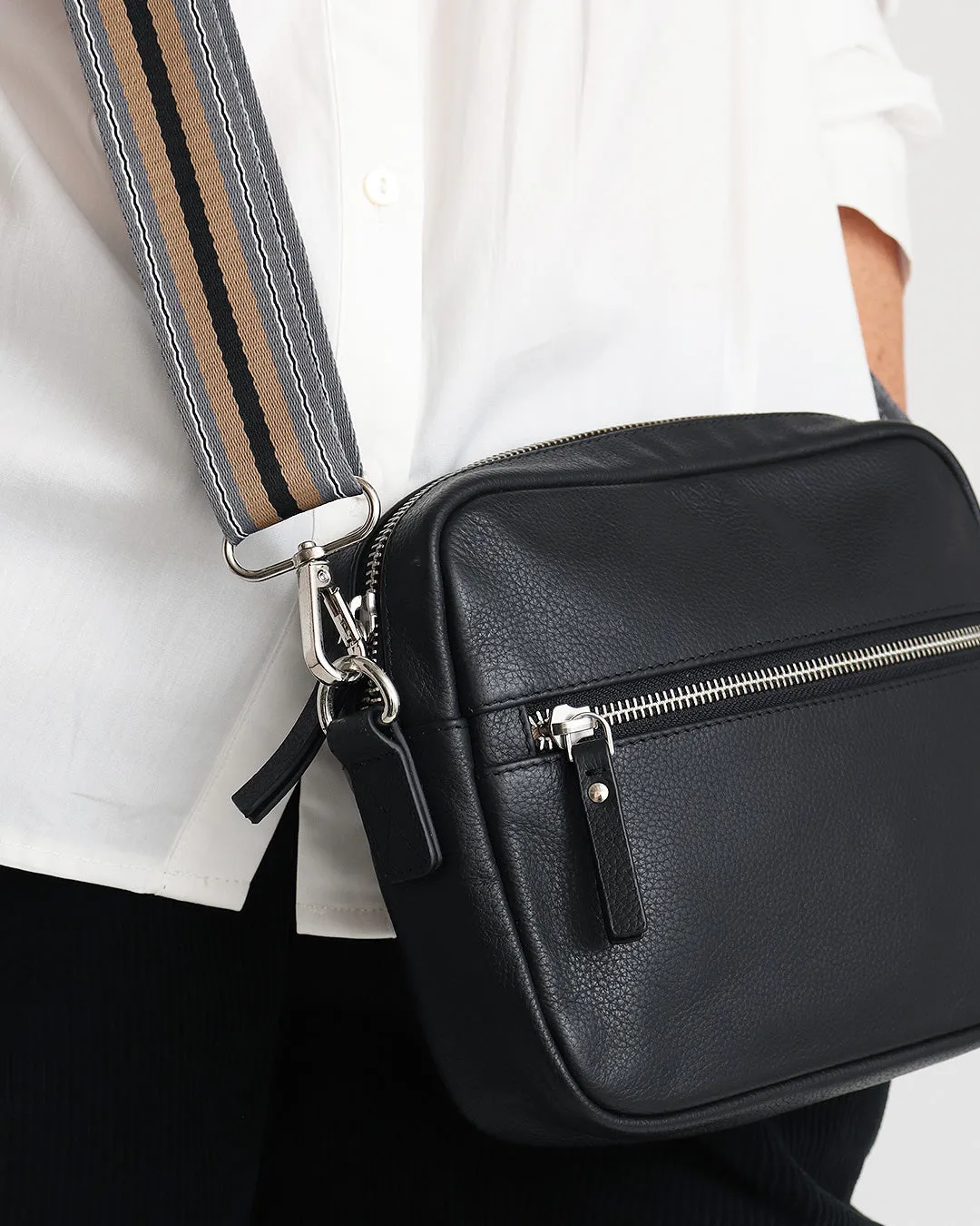 Taylor Leather Midi Crossbody Bag - Black