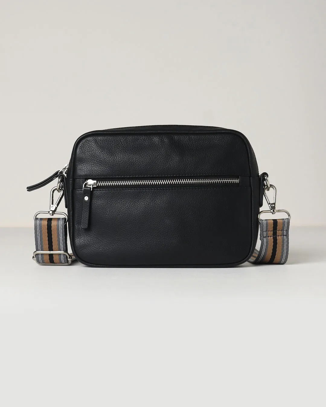 Taylor Leather Midi Crossbody Bag - Black