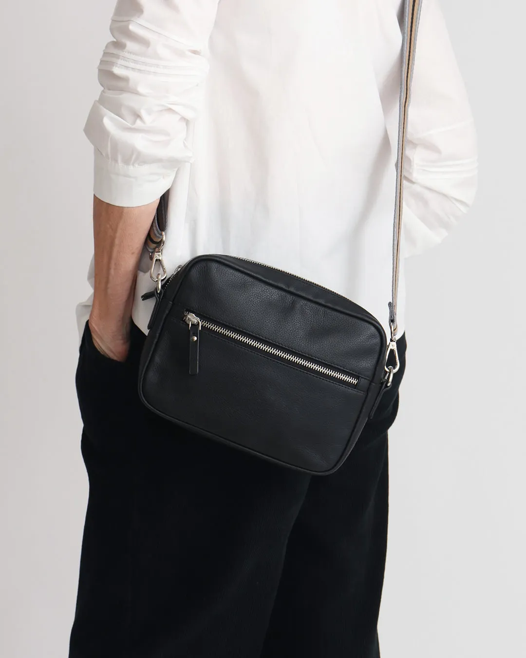 Taylor Leather Midi Crossbody Bag - Black