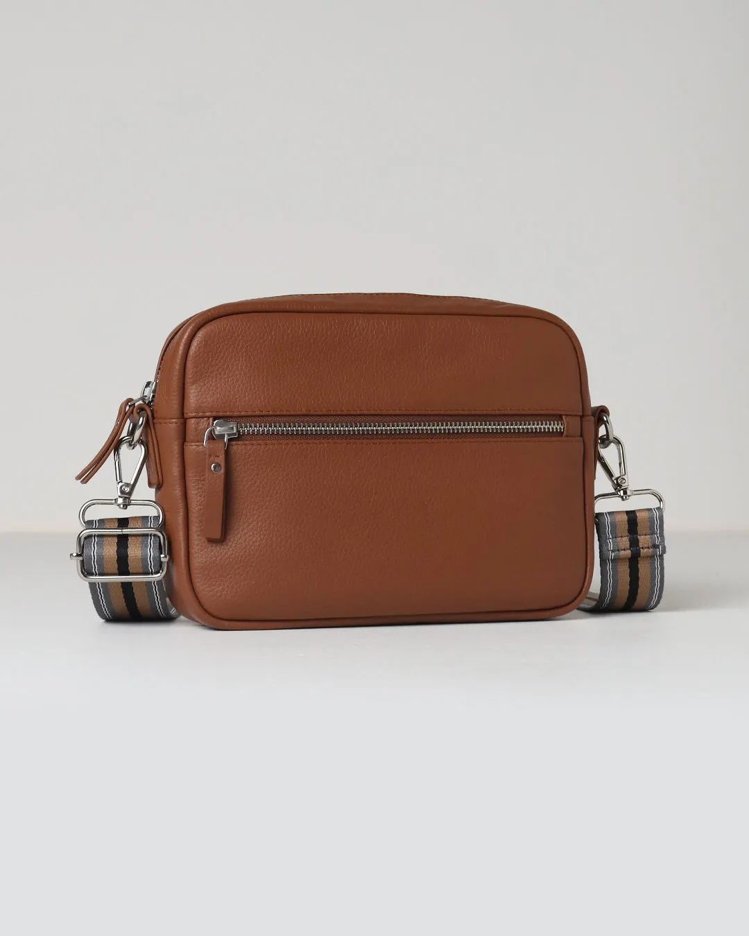 Taylor Leather Midi Crossbody Bag - Tan