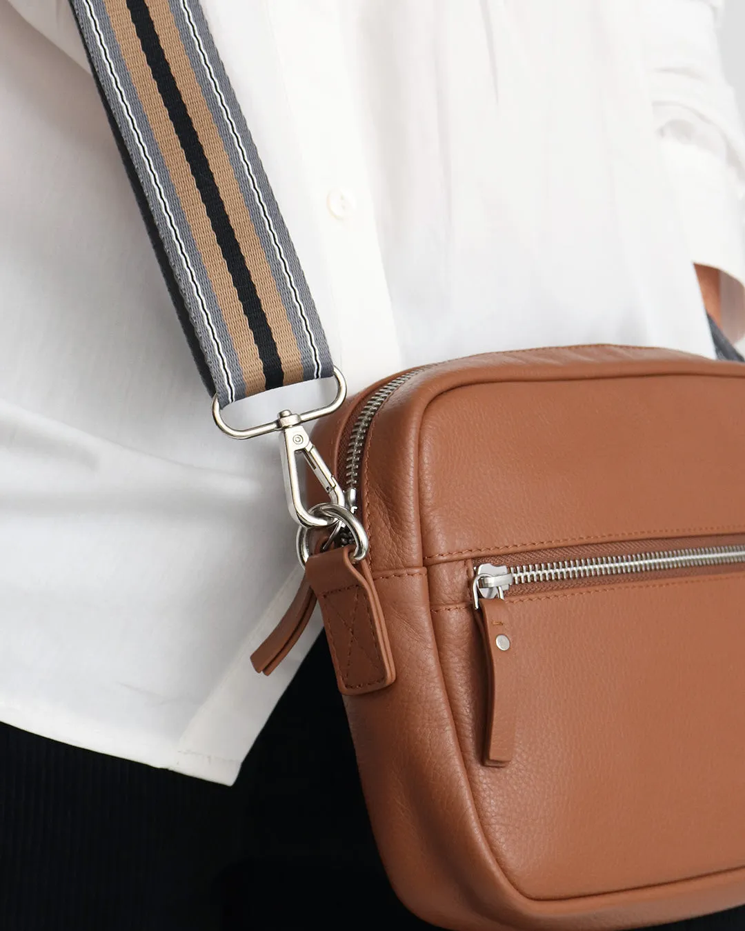 Taylor Leather Midi Crossbody Bag - Tan