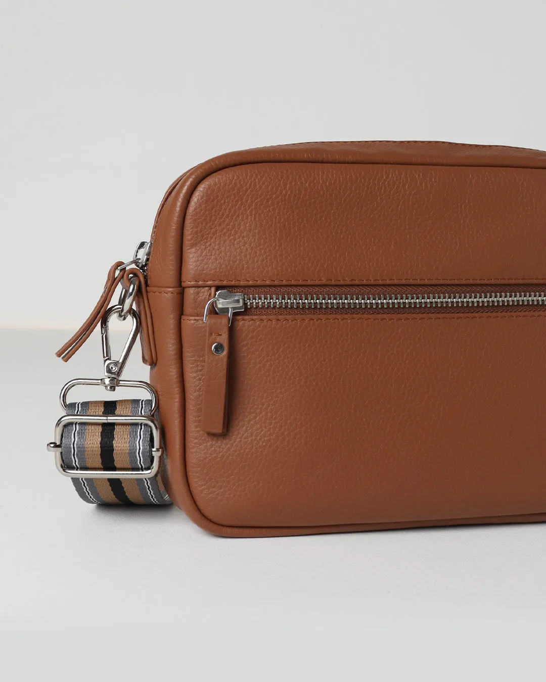 Taylor Leather Midi Crossbody Bag - Tan